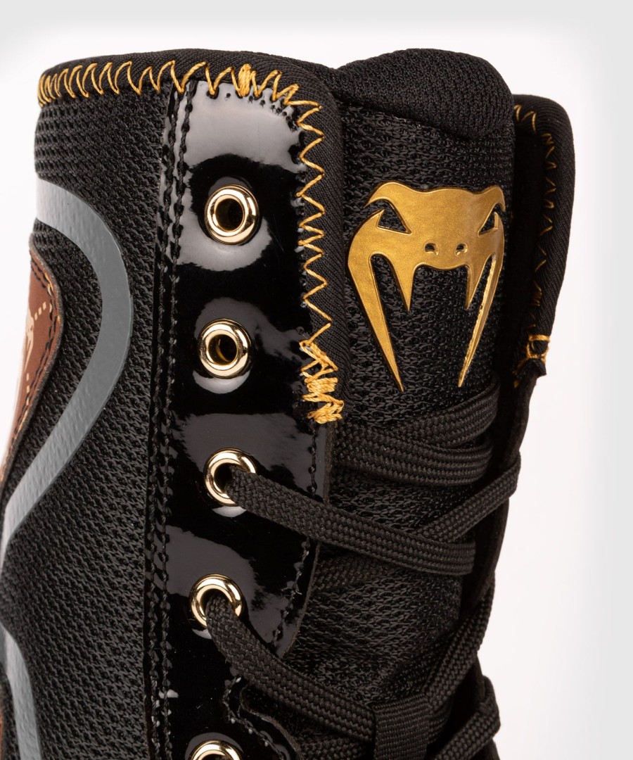 buty bokserskie venum elite evo monogram – czarno-brązowe