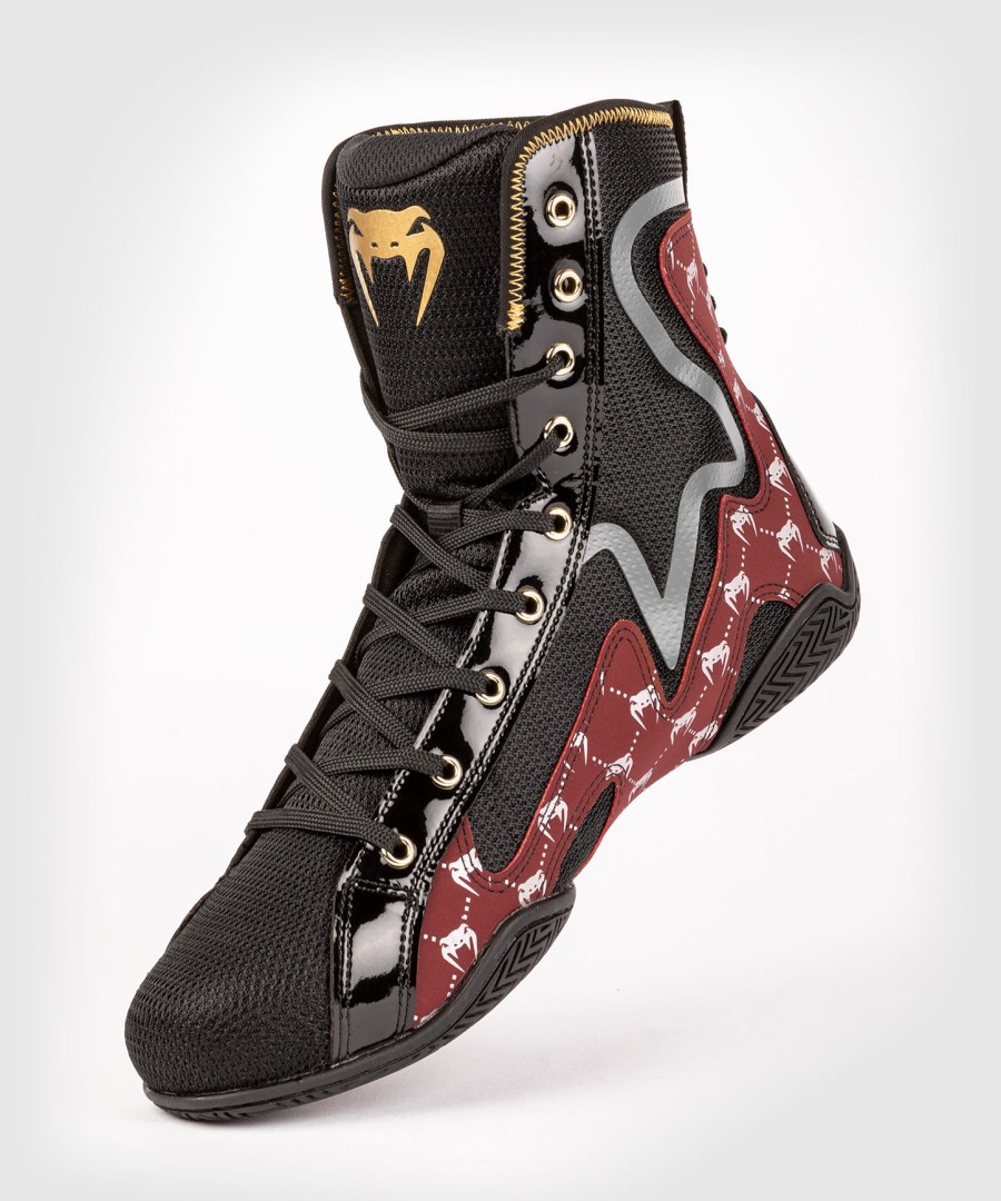 buty bokserskie venum elite evo monogram – czarno-bordowe