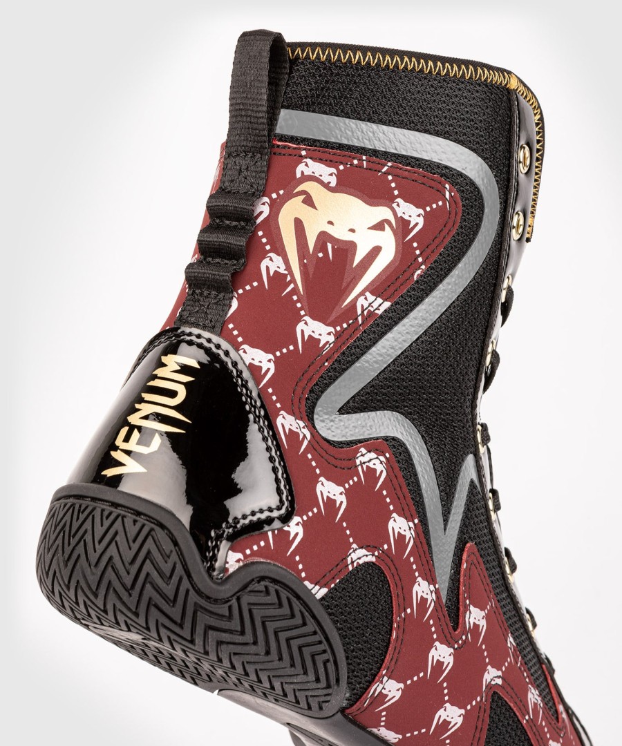 buty bokserskie venum elite evo monogram – czarno-bordowe