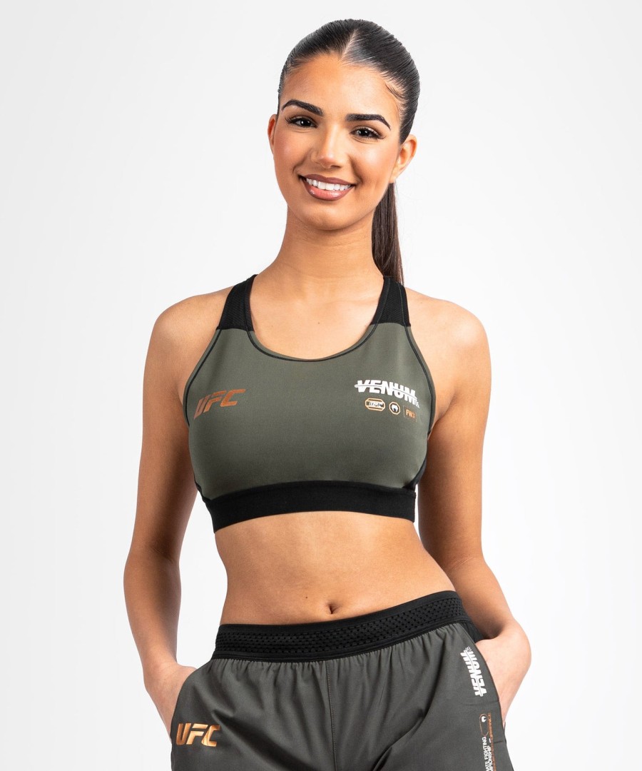biustonosz sportowy ufc adrenaline by venum fight week women – khakibrąz