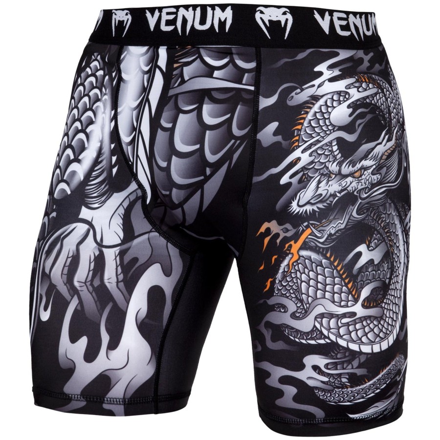 spodenki kompresyjne venum dragon flight – czarno-białe