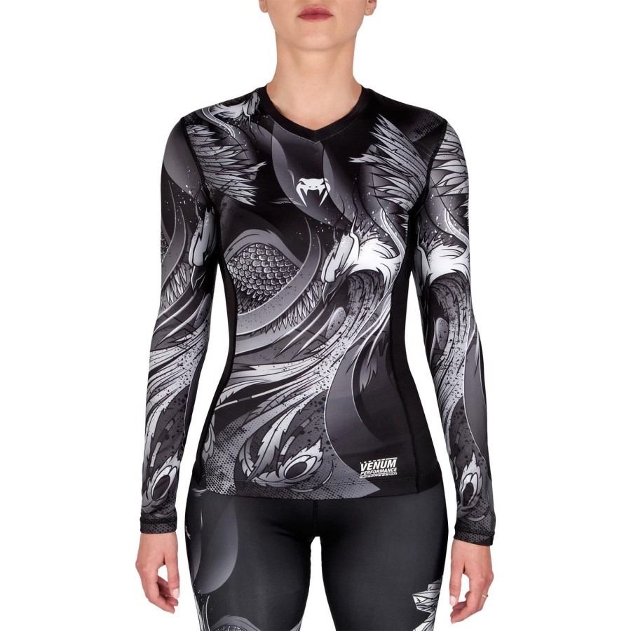 rashguard venum phoenix – długie rękawy – czarno-biały – dla kobiet