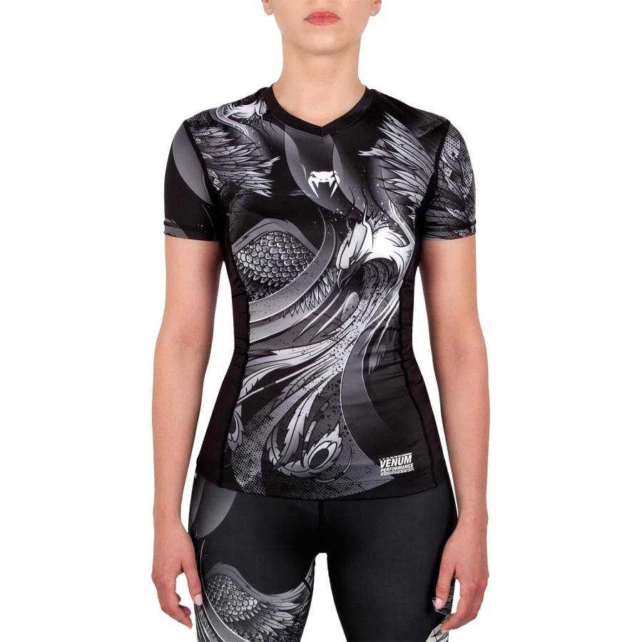 rashguard venum phoenix – krótki rękaw – czarno-biały – dla kobiet