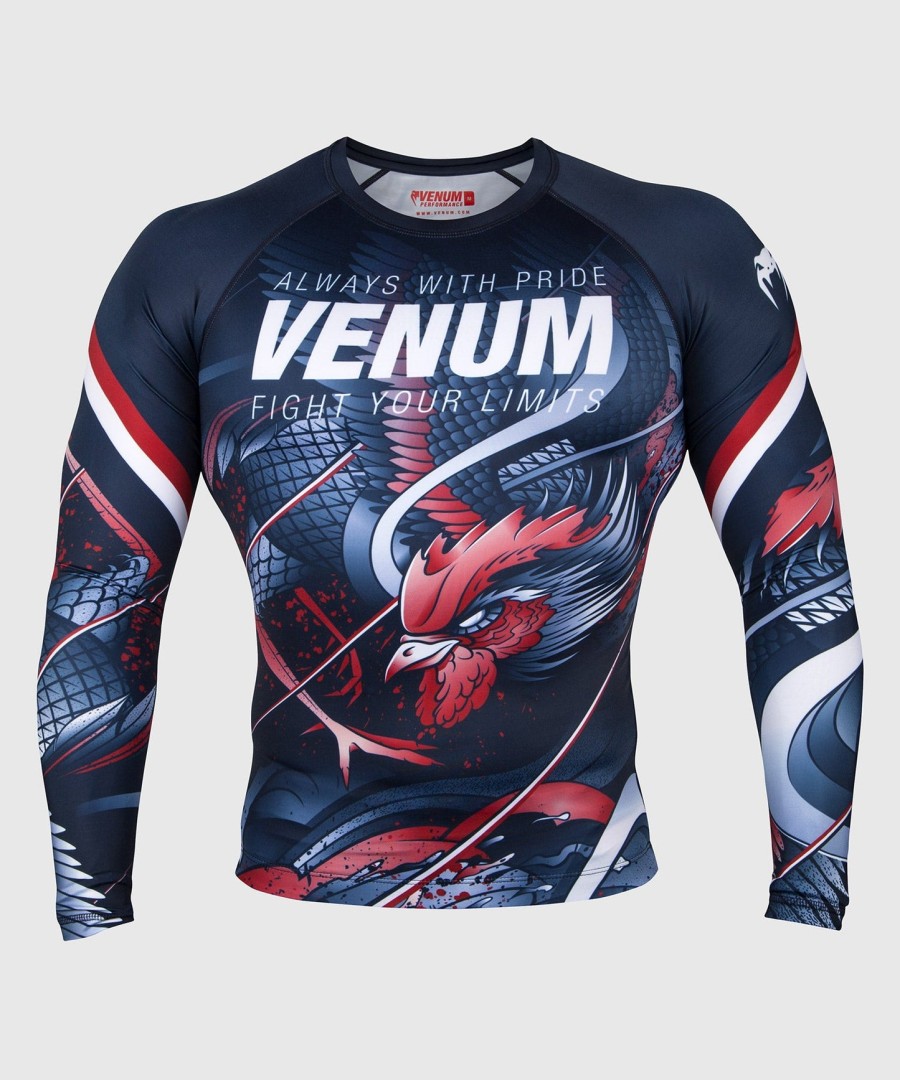 rashguard venum rooster – długie rękawy – granatowypomarańczowy