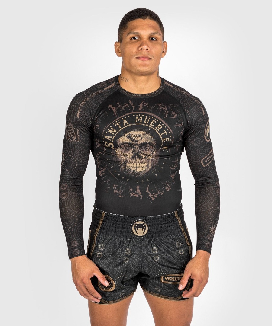 venum santa muerte dark side - rashguard z długim rękawem - czarnybrązowy
