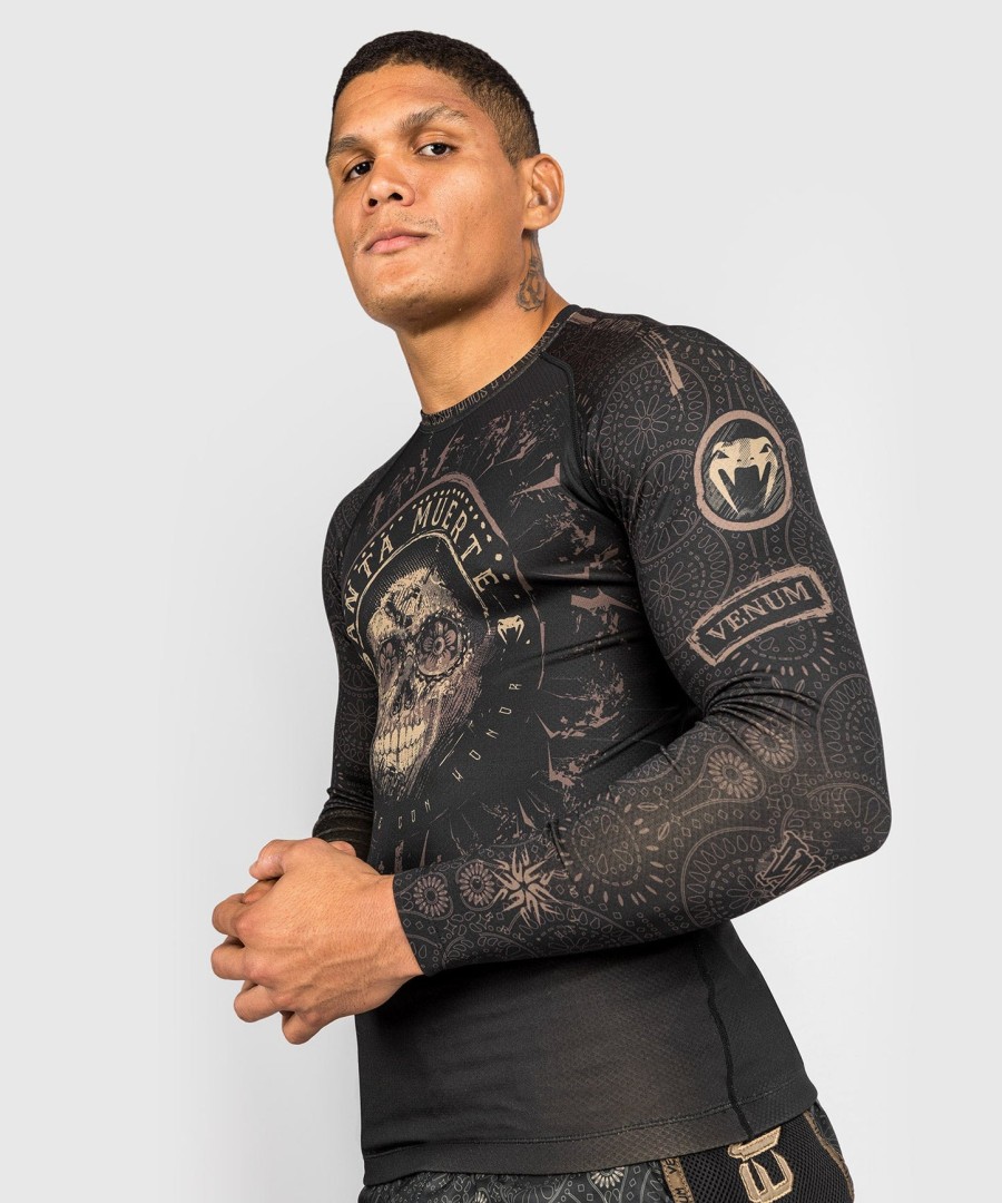 venum santa muerte dark side - rashguard z długim rękawem - czarnybrązowy