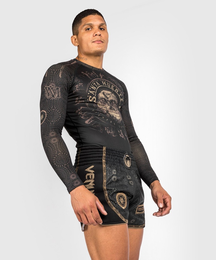 venum santa muerte dark side - rashguard z długim rękawem - czarnybrązowy
