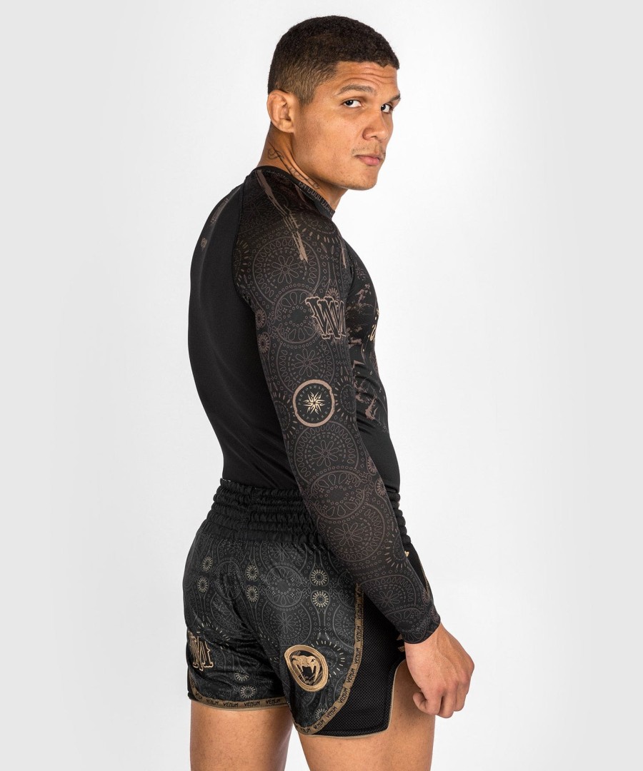 venum santa muerte dark side - rashguard z długim rękawem - czarnybrązowy