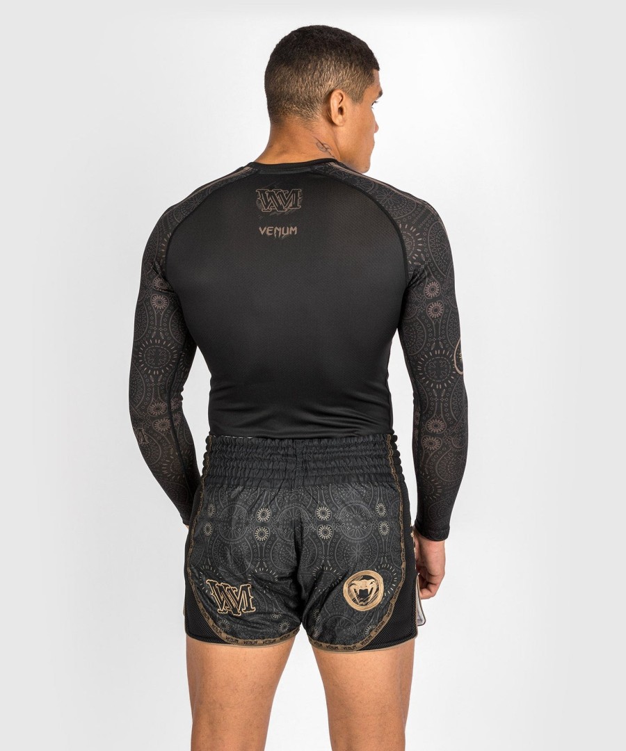 venum santa muerte dark side - rashguard z długim rękawem - czarnybrązowy