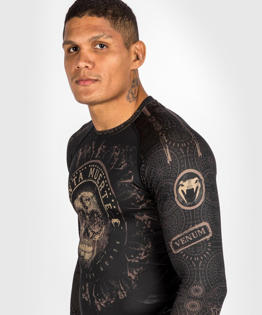 venum santa muerte dark side - rashguard z długim rękawem - czarnybrązowy