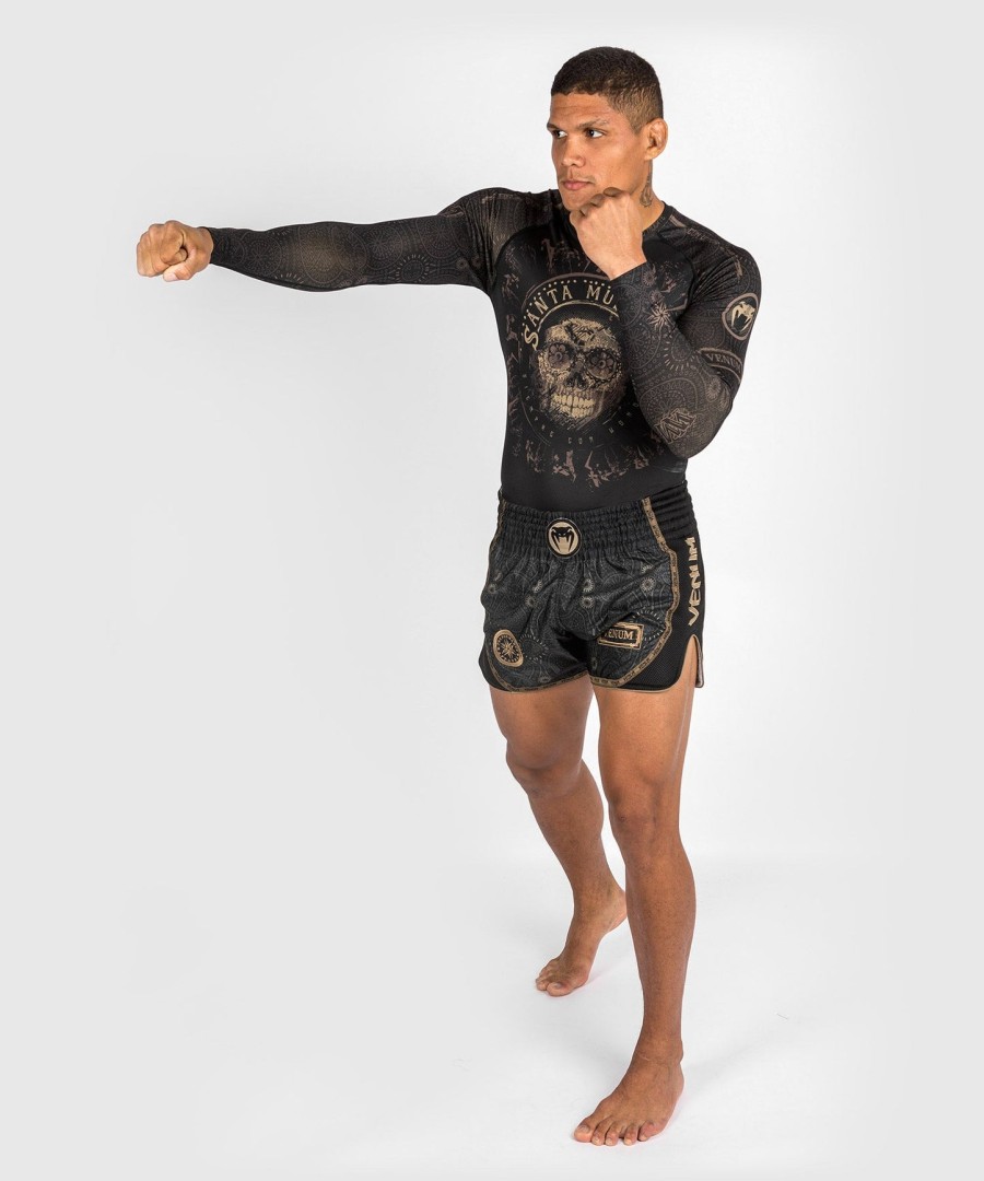 venum santa muerte dark side - rashguard z długim rękawem - czarnybrązowy