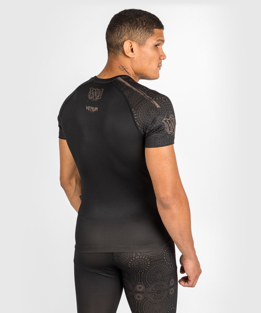 venum santa muerte dark side - rashguard z krótkim rękawem - czarnybrązowy