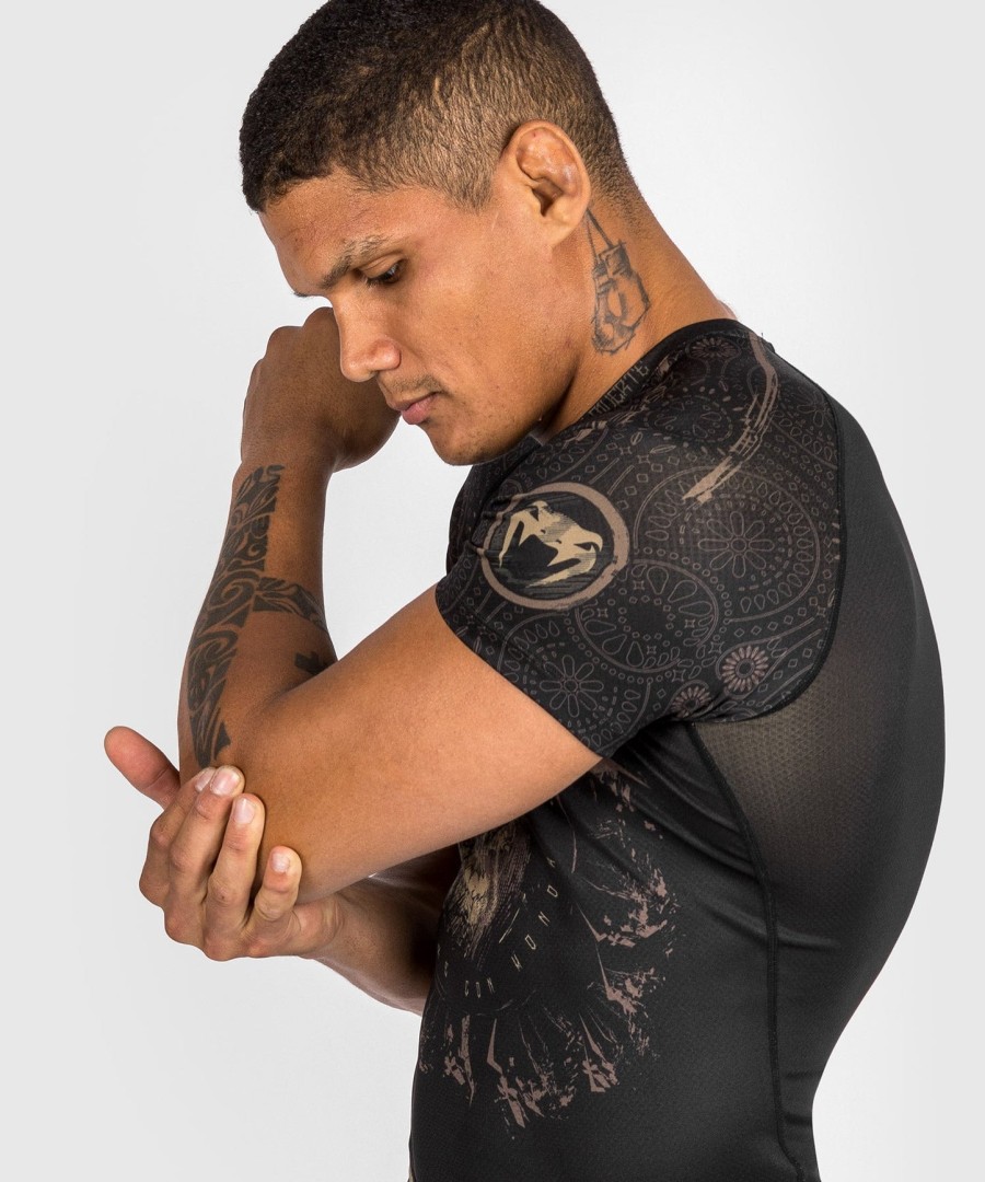 venum santa muerte dark side - rashguard z krótkim rękawem - czarnybrązowy