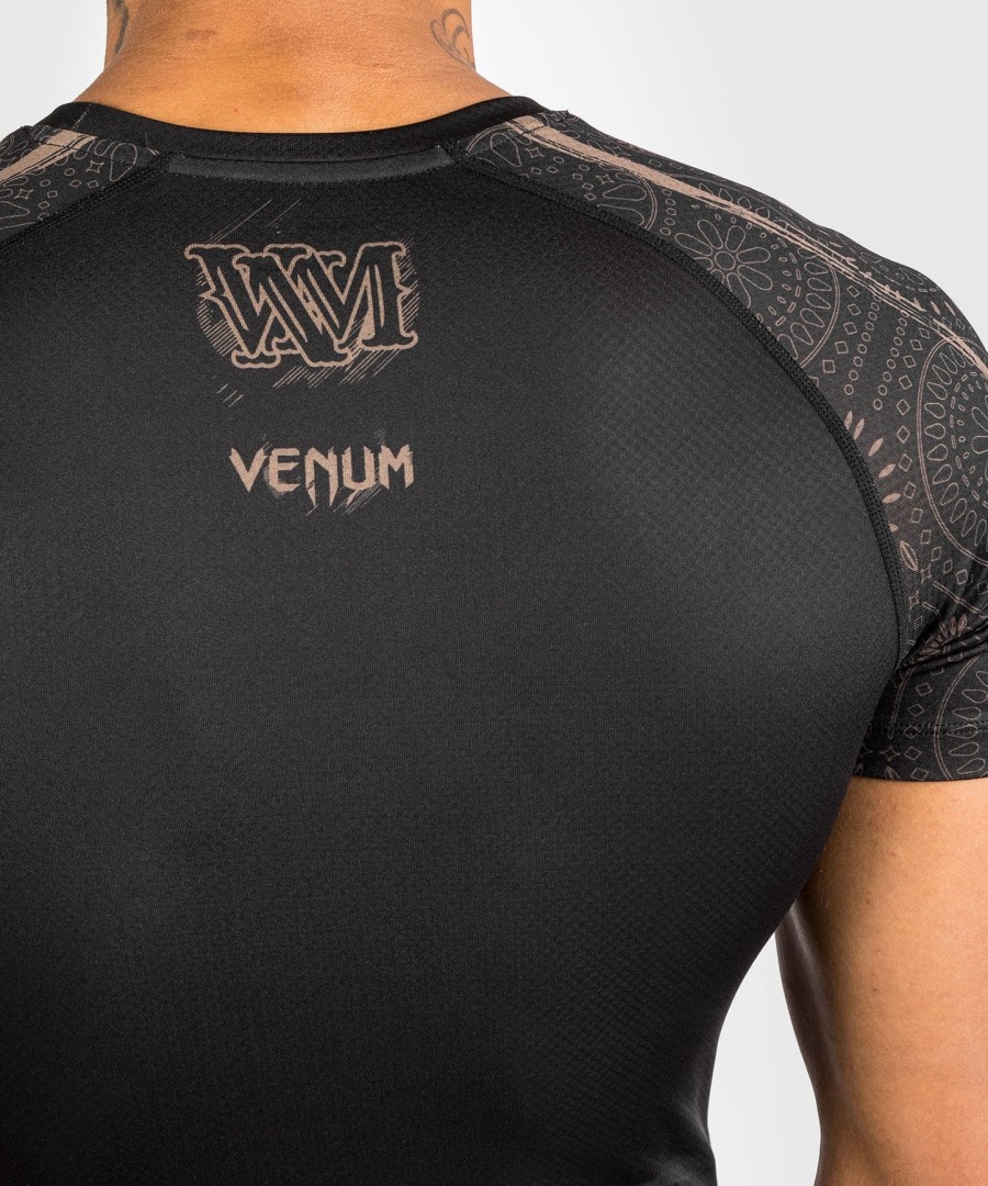 venum santa muerte dark side - rashguard z krótkim rękawem - czarnybrązowy