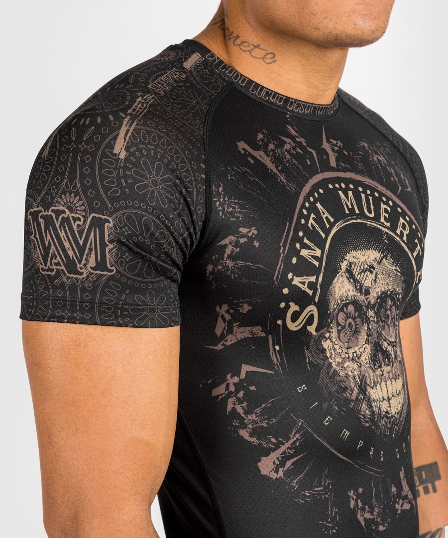 venum santa muerte dark side - rashguard z krótkim rękawem - czarnybrązowy