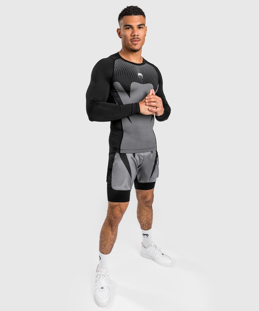 rashguard venum attack z długim rękawem dla mężczyzn – czarno-szary
