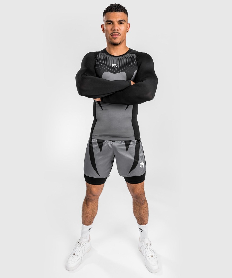rashguard venum attack z długim rękawem dla mężczyzn – czarno-szary