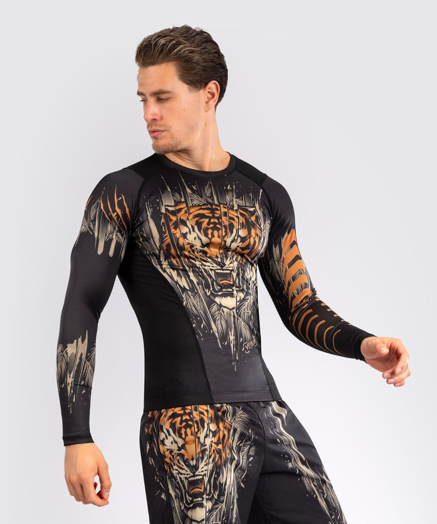 rashguard venum tiger men z długim rękawem – czarnyneonowo-pomarańczowy