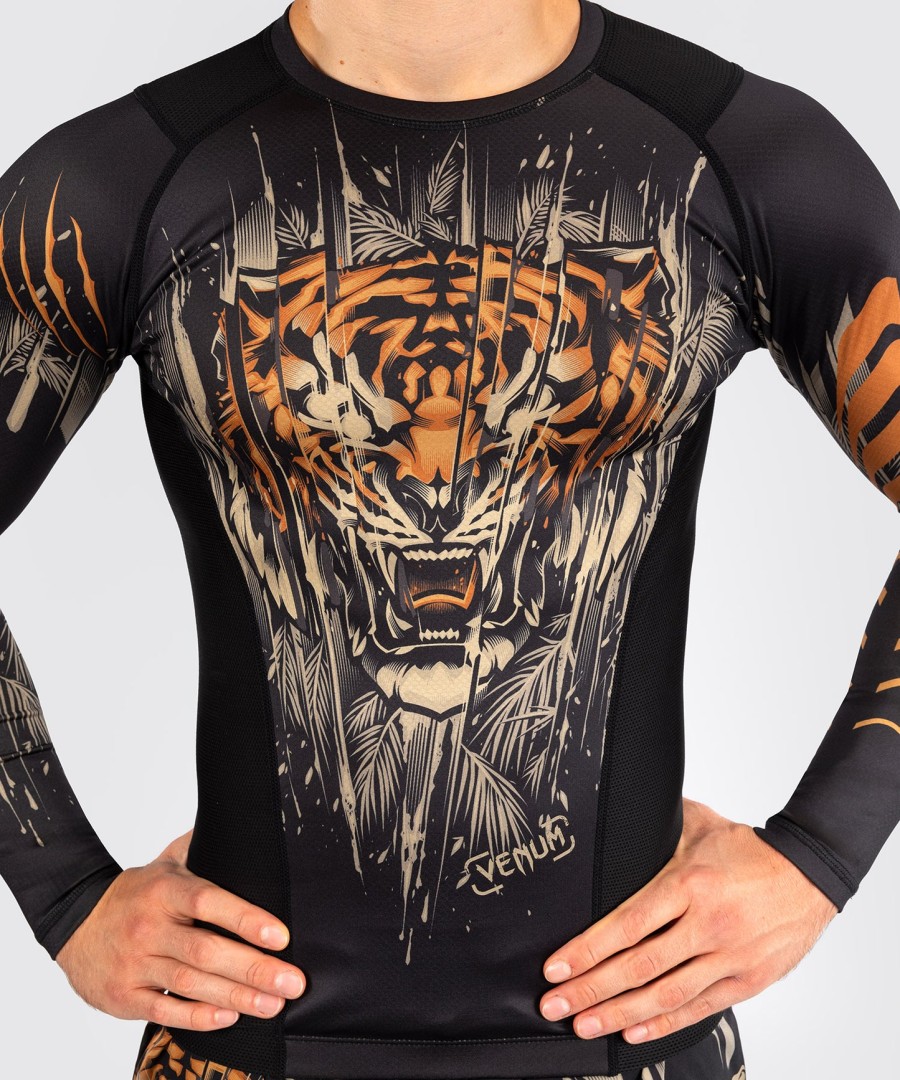 rashguard venum tiger men z długim rękawem – czarnyneonowo-pomarańczowy