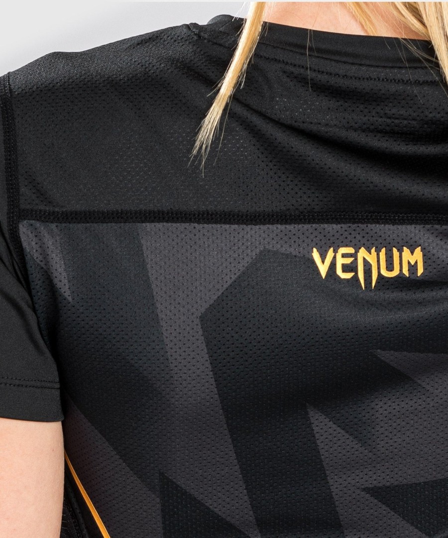 koszulka venum razor dry tech – dla kobiet – czarno-złota