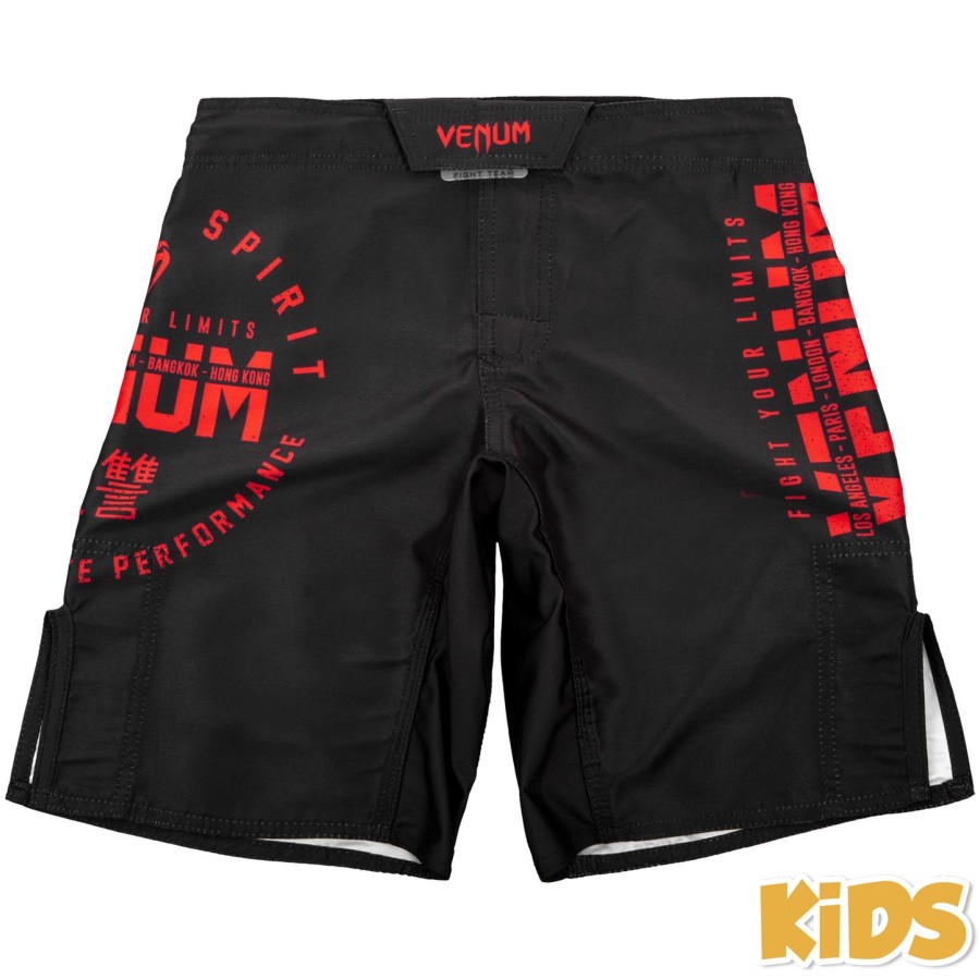 spodenki bokserskie venum signature kids fightshorts – czarno-czerwone
