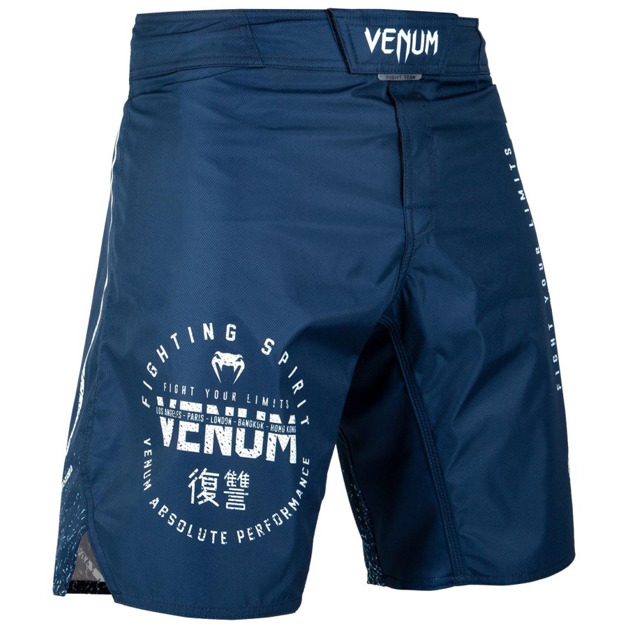 spodenki bokserskie venum signature fightshorts – granatowo-białe