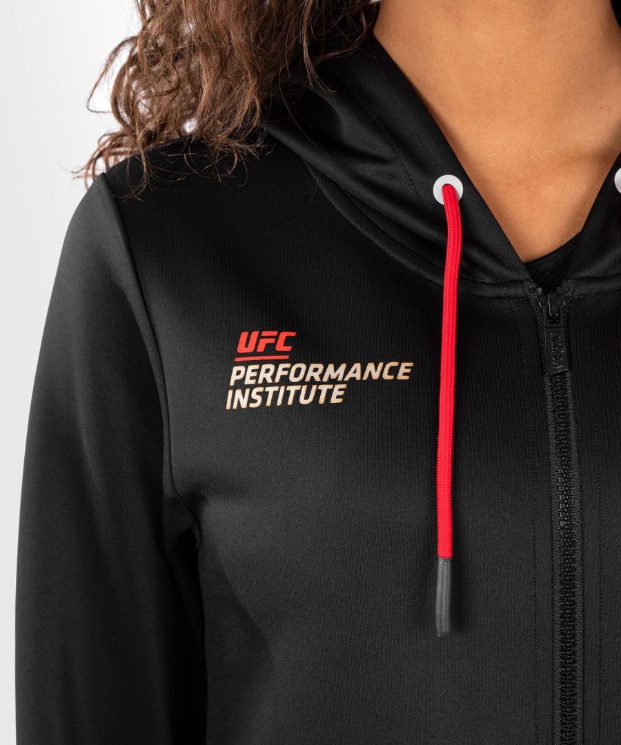 bluza z kapturem damska ufc venum performance institute 2.0 na zamek – czarno-czerwona