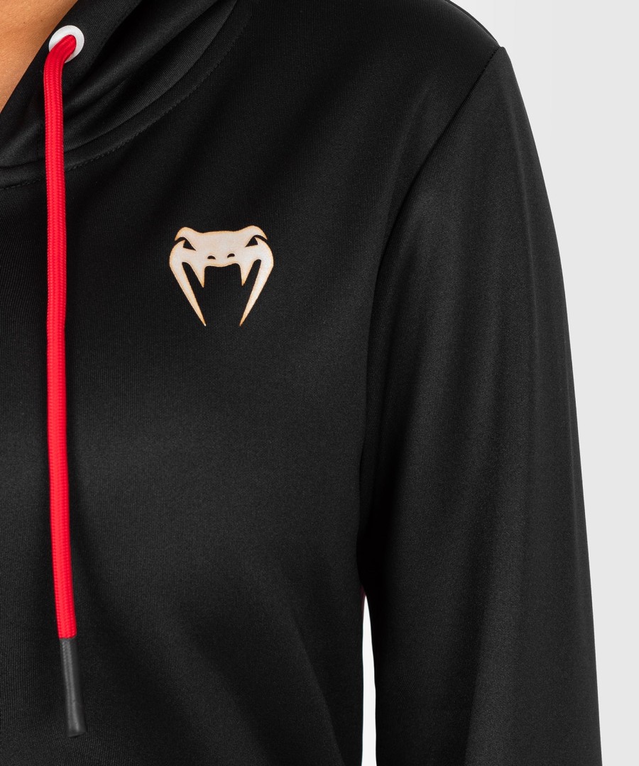 bluza z kapturem damska ufc venum performance institute 2.0 na zamek – czarno-czerwona