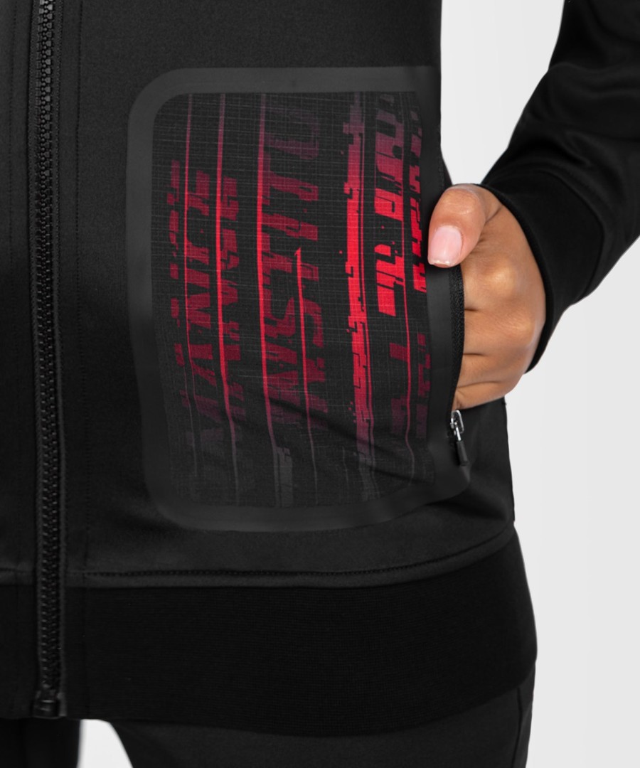 bluza z kapturem damska ufc venum performance institute 2.0 na zamek – czarno-czerwona