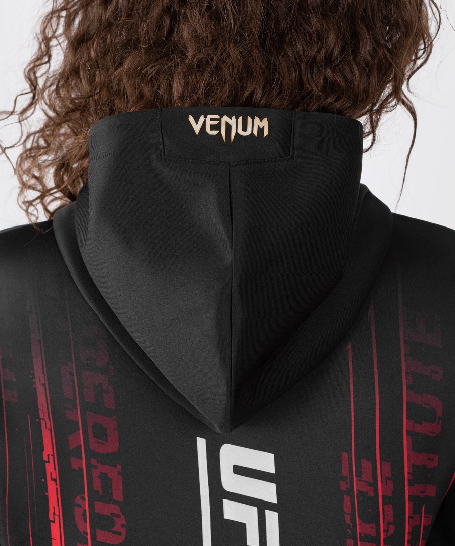bluza z kapturem damska ufc venum performance institute 2.0 na zamek – czarno-czerwona