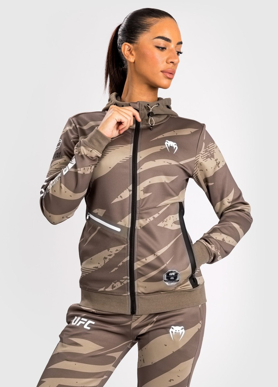 bluza z kapturem damska ufc adrenaline by venum fight week w kolorze desert camo