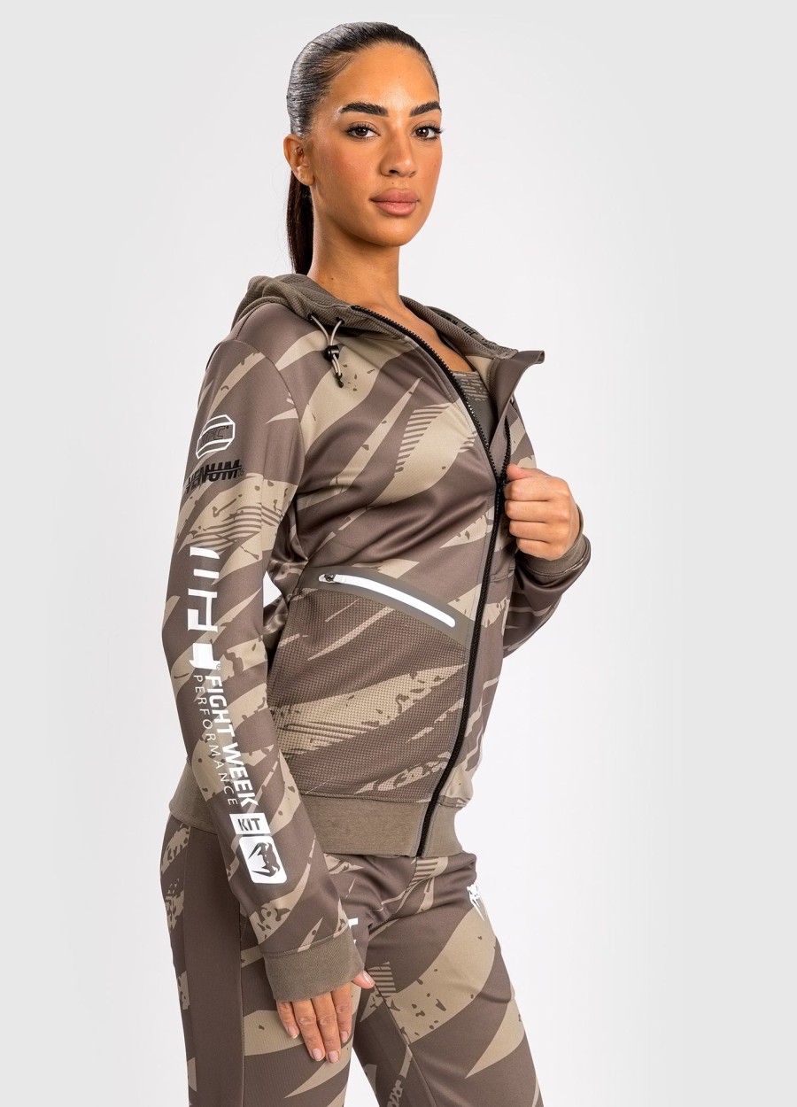 bluza z kapturem damska ufc adrenaline by venum fight week w kolorze desert camo