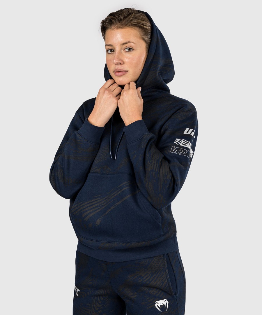 bluza z kapturem damska ufc fusion by venum fight week w kolorze oceanicznym niebieskim