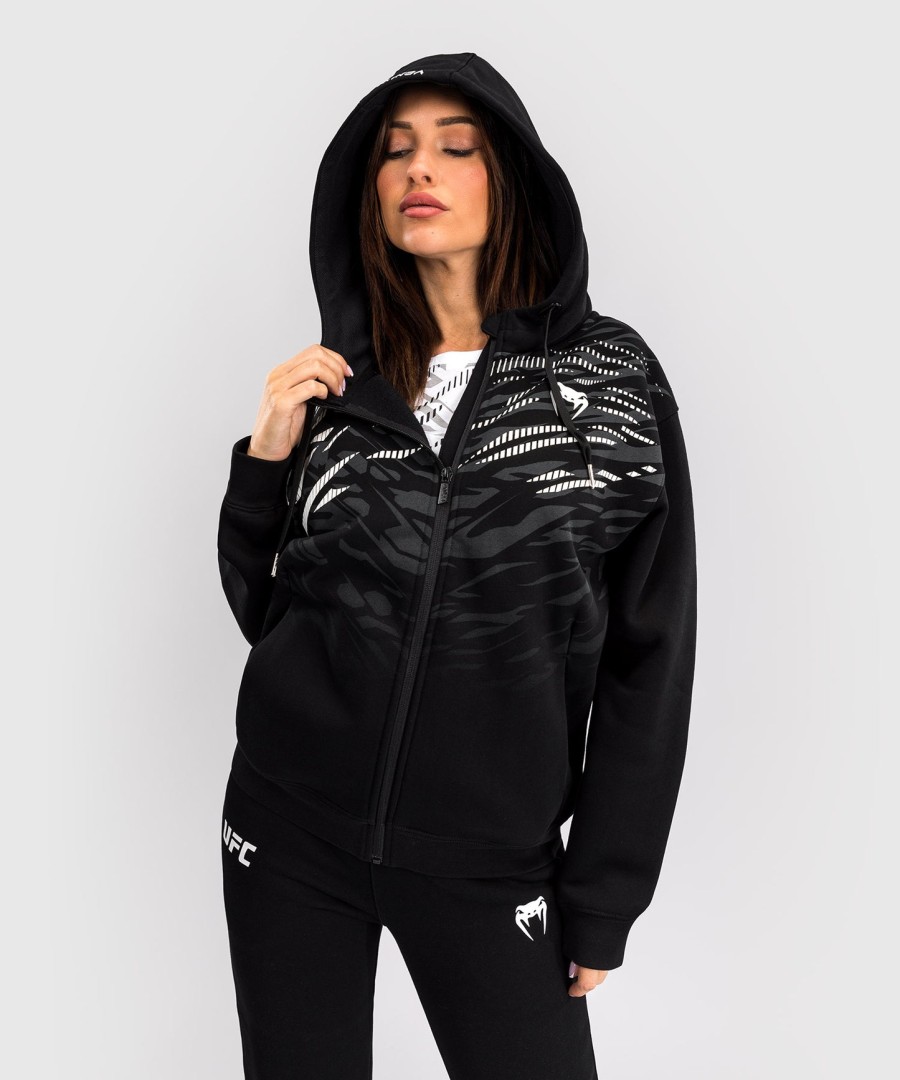 bluza z kapturem ufc fusion by venum damska replika na zamek – czarna