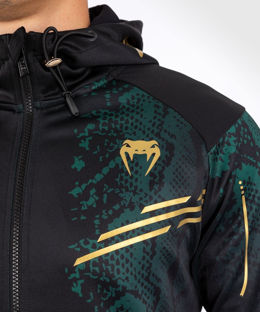 bluza z kapturem ufc adrenaline by venum authentic fight night dla mężczyzn walkout – edycja szmaragdowa – zielono-czarno-złota