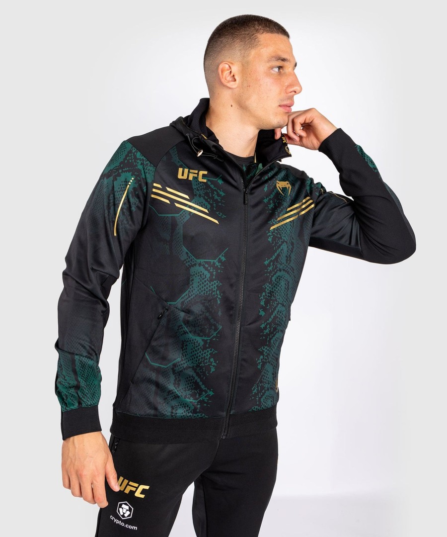 bluza z kapturem ufc adrenaline by venum authentic fight night dla mężczyzn walkout – edycja szmaragdowa – zielono-czarno-złota