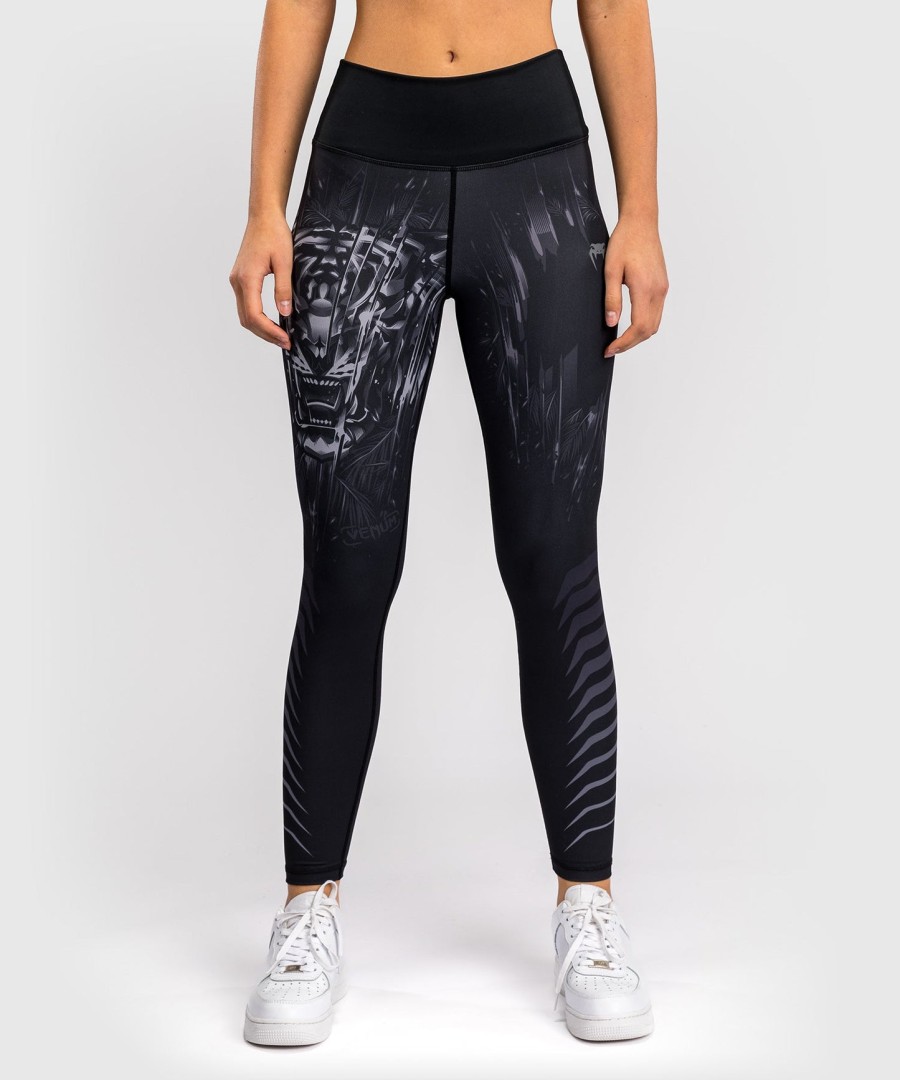 leginsy damskie venum tiger – czarno-srebrne