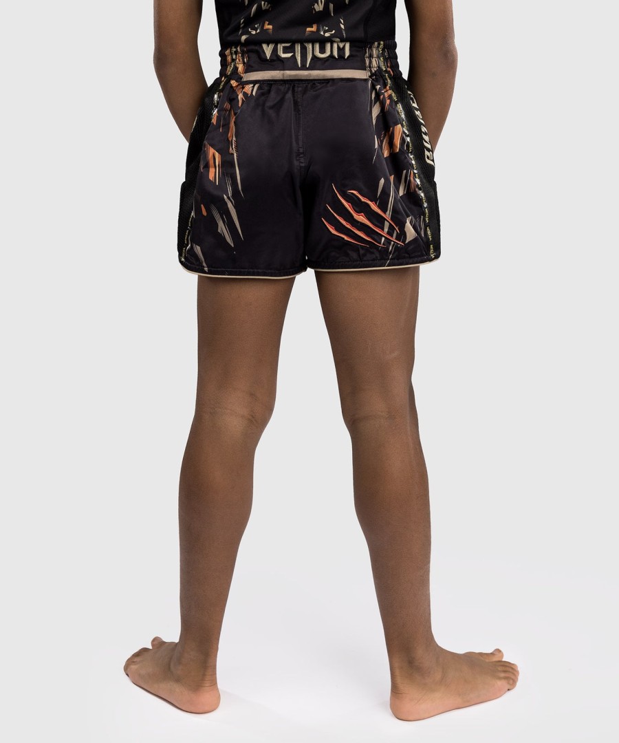 spodenki do muay thai venum tiger dla dzieci – czarneneonowo-pomarańczowe