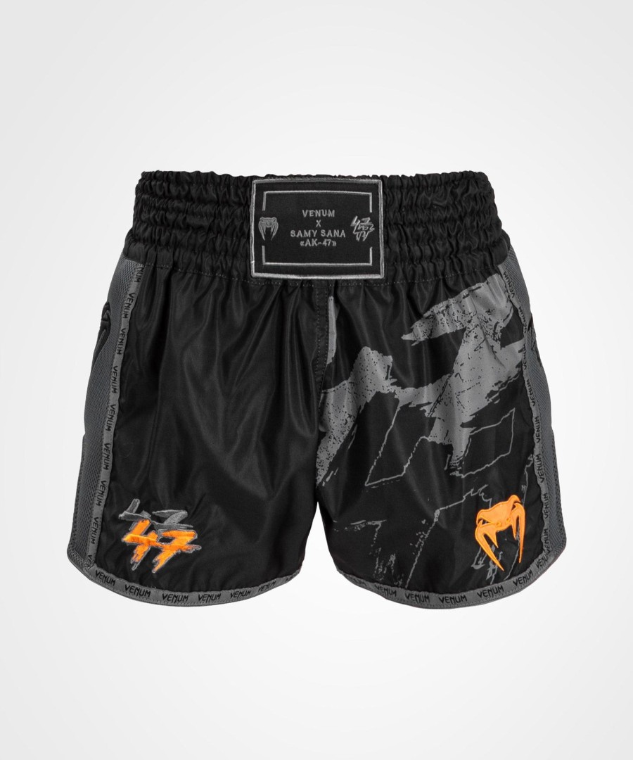 spodenki do muay thai venum s47 - czarno-pomarańczowe