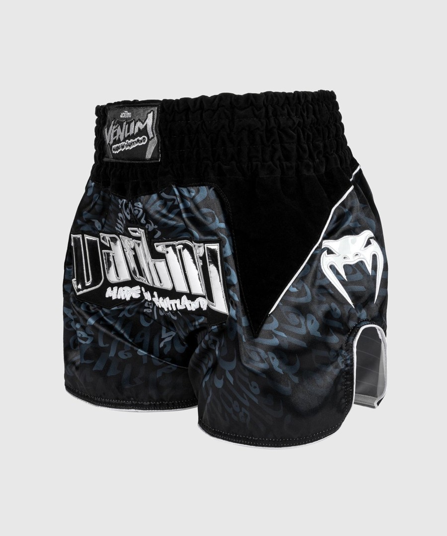 spodenki venum attack muay thaï short - czarno-srebrne