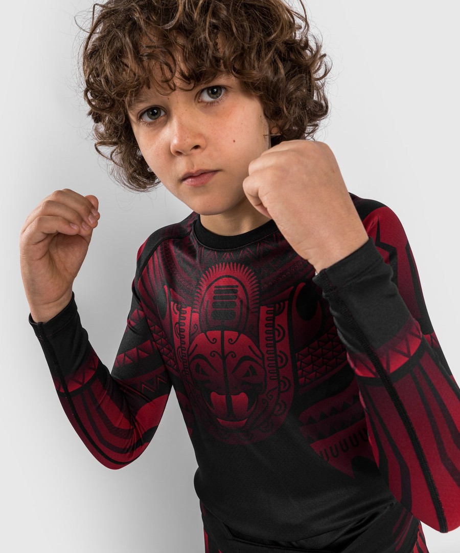 rashguard dziecięcy venum nakahi – długi rękaw – czarno-czerwony