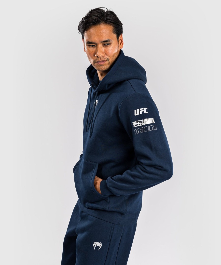 bluza z kapturem męska ufc fusion by venum fight week – jednolity błękit oceaniczny